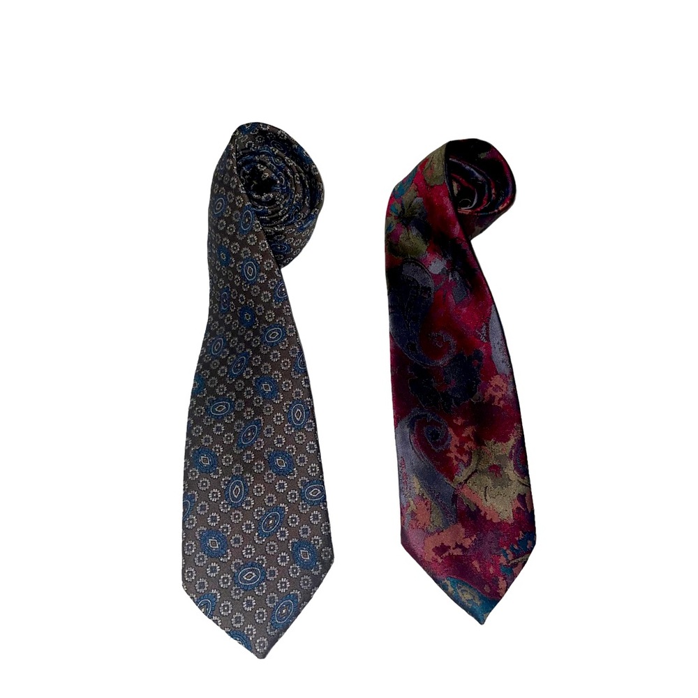 Set of Two Wemsilk by Wembley Polyester Neck Ties